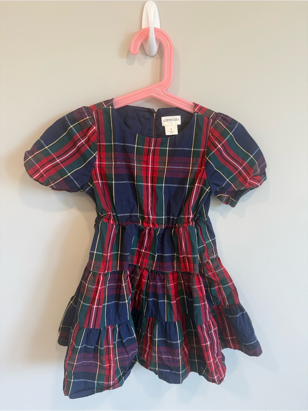 Crewcuts Red, Navy & Green Plaid Tiered Dress
